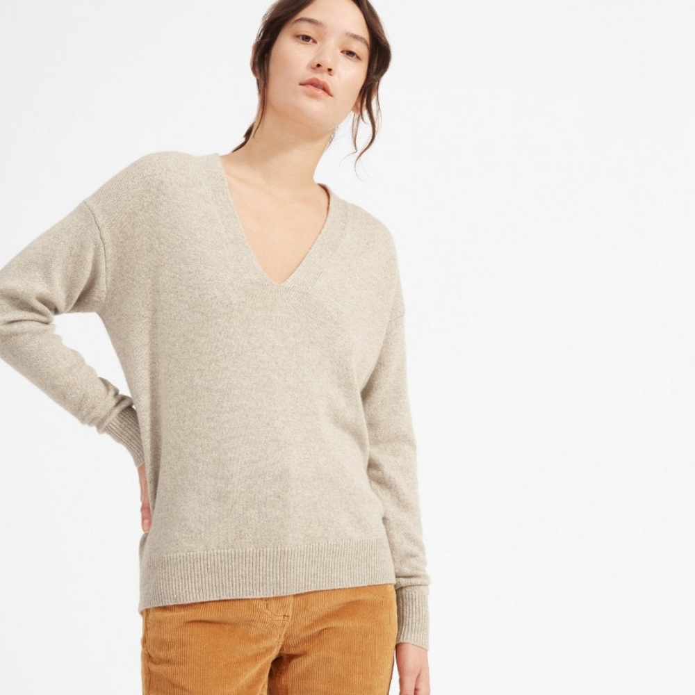 Everlane 100% Cashmere Oversized V-Neck Sweater